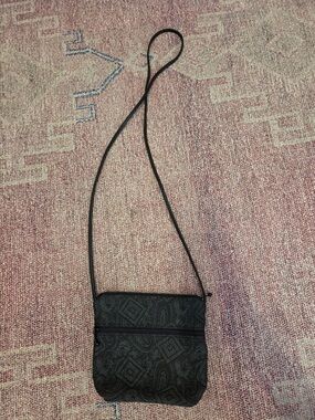 Maruca handmade black tapestry mini crossbody geometric paisley purse bag